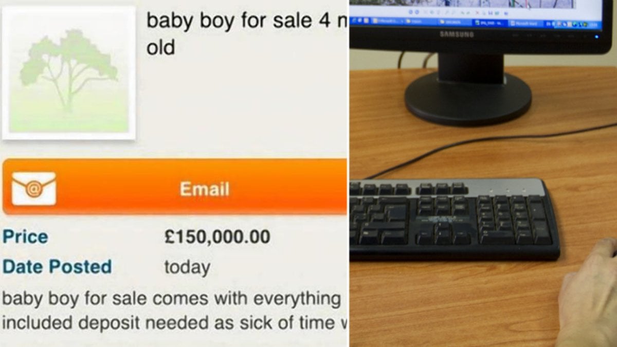 Försökte sälja sin bebis på nätet.